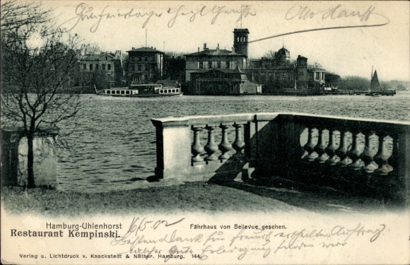 Ak Hamburg Nord Uhlenhorst, Uhlenhorster Fährhaus von Bellevue gesehen
