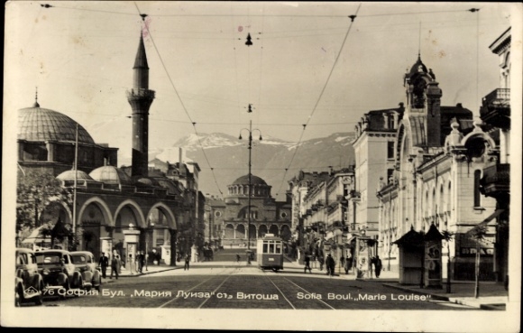 Foto Ak Sofia Bulgarien, Boulevard Marie Louise, Straßenbahn