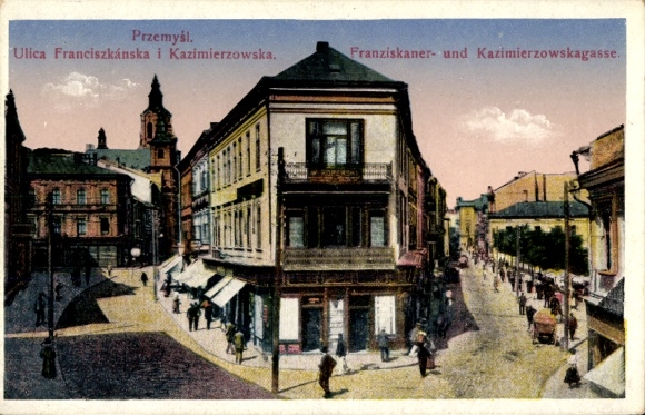 Ak Przemyśl Polen, Stadtansicht, Ulica Franciszkánska, Ulica Kazimierzowska,  