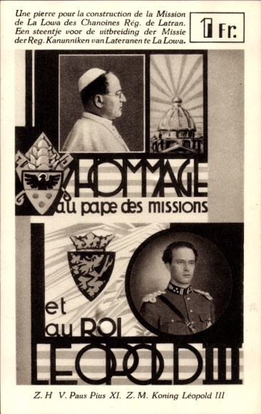 Ak König Leopold III. von Belgien, Papst Pius XI., Hommage