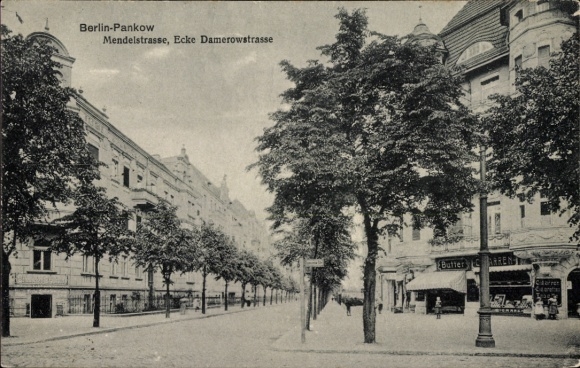 Ak Berlin Pankow, Mendelstraße Ecke Damerowstraße, Buttergeschäft, Zigarrengeschäft