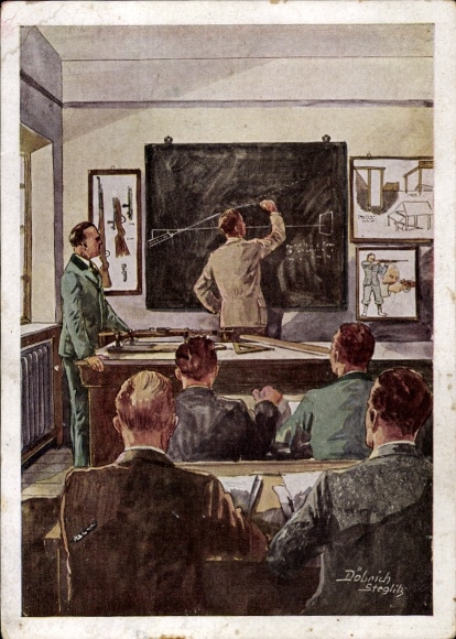 Künstler Ak Döbrich-Steglitz, Wieder auf der Schulbank, Wehrmacht