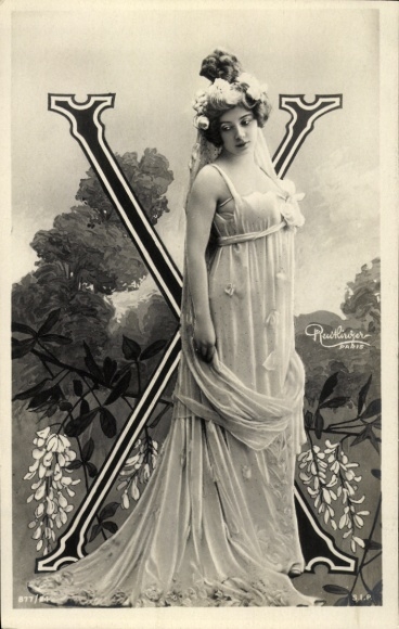 Buchstaben Ak Buchstabe X, junge Frau