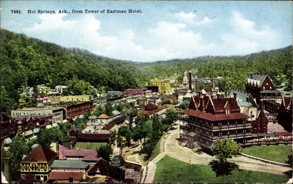 Ak Hot Springs Arkansas USA, vom Tower of Eastman Hotel