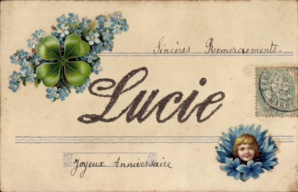 Buchstaben Ak Vorname Lucie, Kind, Klee, Vergissmeinnicht