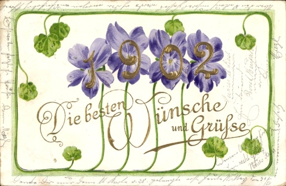 Ak Glückwunsch Neujahr, Jahreszahl 1902