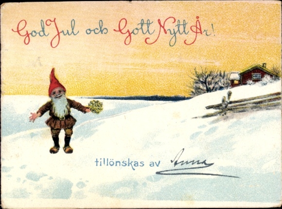 Künstler Ak Nyström, Jenny, Frohe Weihnachten, Fröhliches Neujahr, Zwerg
