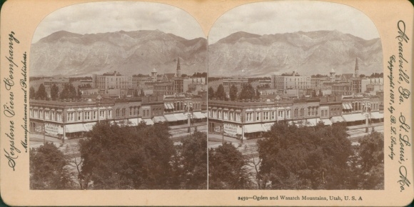 Stereo Foto Ogden Utah USA, Panorama, Wasatch Mountains, Keystone View Company
