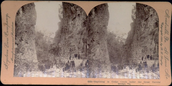 Stereo Foto Virginia USA, Great Natural Bridge, Cedar Creek