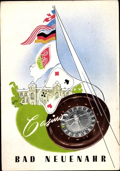 Ak Bad Neuenahr Ahrweiler in Rheinland Pfalz, Casino, Roulette, Fahnen