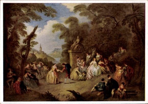 Künstler Ak Pater, Jean Baptiste Francois, Tanz im Freien, Bruckmanns Bildkarte 127