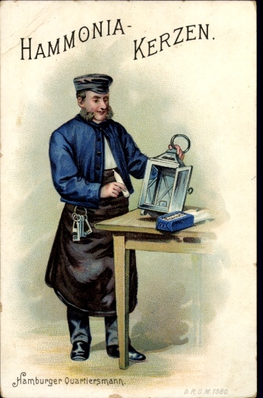 Ak Werbung, Hammonia-Kerzen, Hamburger Quartiersmann