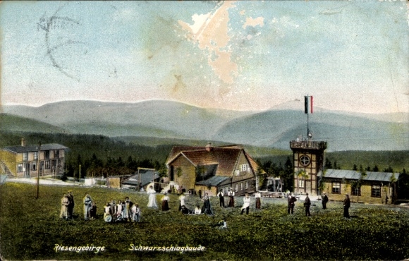 Ak Janské Lázně Johannisbad Riesengebirge Region Königgrätz, Schwarzschlagbaude, Černá bouda