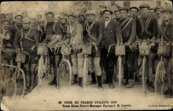 Ak Tour de France 1910, Team Elims Pierre Manager Equipe J. B. Louvet