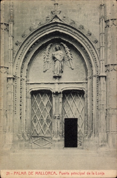 Ak Palma de Mallorca Balearische Inseln, Puerta principal de la Lonja, Engel, Palma de Mallorca