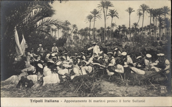 Ak Tripolis Tripoli Libyen, Tripoli Italiana, Appostamento di marinai presso il forte Sultanie