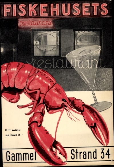 Ak København Kopenhagen Dänemark, Werbung, Fiskehusets Restaurant