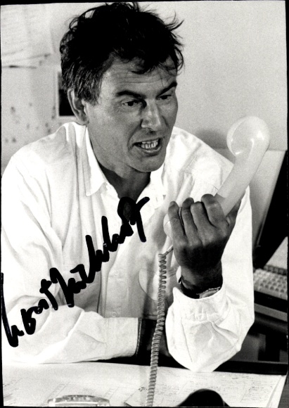 Foto Schauspieler Horst Buchholz, Portrait mit Telefon, Autogramm
