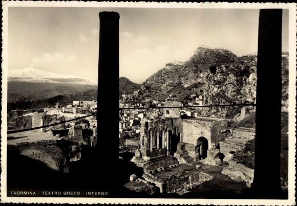 Ak Taormina Sicilia, Teatro Greco, Ruinen, Berglandschaft, Taormina