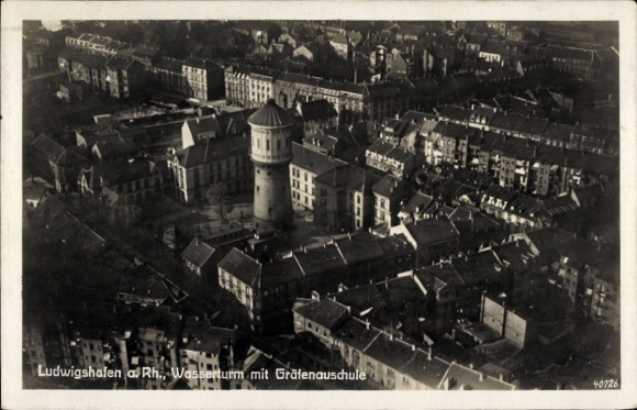 Ak Ludwigshafen am Rhein, Wasserturm, Gräfenauschule