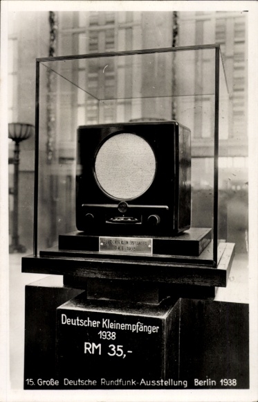 Ak 15. Große Deutsche Rundfunk-Ausstellung Berlin 1938, Deutscher Kleinempfänger 1938, 35 RM