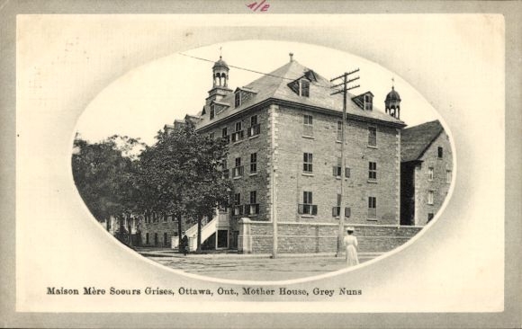 Ak Ottawa Ontario Kanada, Maison Mère Soeurs Grises,  Gebäude, Bäume, Straße