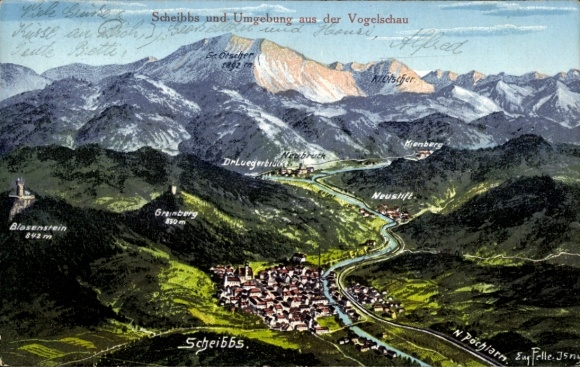 Landkarten Ak Felle, Eugen, Scheibbs, Kienberg, Greinberg, Blasenstein, Ötscher