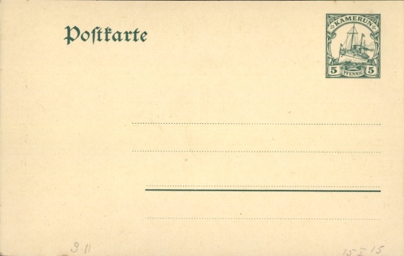 Ganzsachen Ak Deutsche Kolonien, Kamerun, 5 Pfennig