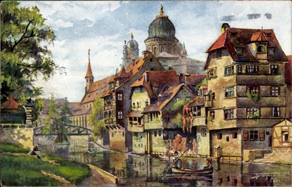 Künstler Ak Nürnberg, Insel Schütt