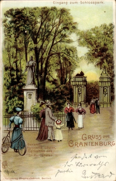 Künstler Ak Heide, Oranienburg in Brandenburg, Schlosspark, Eingang