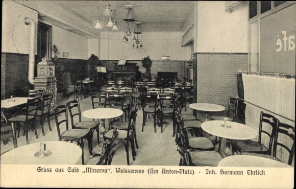 Ak Berlin Weißensee, Café Minerva am Anton-Platz, Inh. Hermann Ehrlich