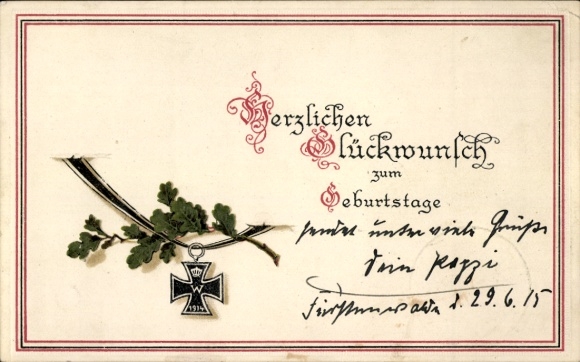 Ak Glückwunsch zum Geburtstag, Eichenlaub, Eisernes Kreuz