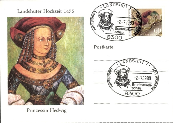 Ak Landshut in Niederbayern, Landshuter Hochzeit 1475, Prinzessin Hedwig, Briefmarkenschau