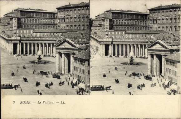 Stereo CPA Vatican Rome Latium, Petersplatz