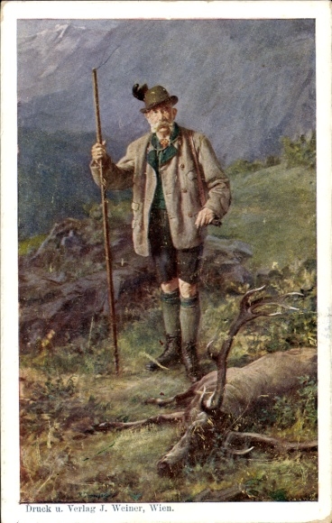 Ganzsachen Ak Kaiser Franz Joseph I., Internationale Jagdausstellung Wien 1910, Hirsch