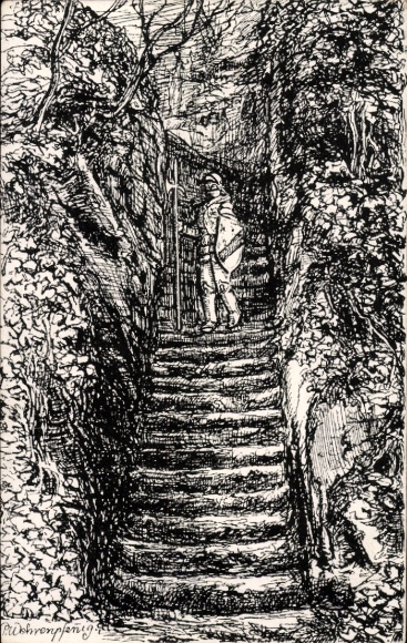 Künstler Ak Wehrenpfennig, P., Leisnig in Sachsen, Rittertreppe, Miruspark