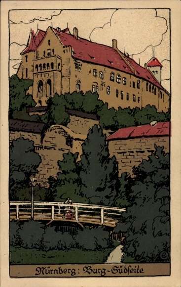Steindruck Ak Nürnberg in Mittelfranken, Burg