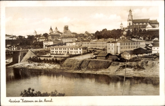 Ak Hrodna Grodno Weißrussland, Kasernen an der Memel