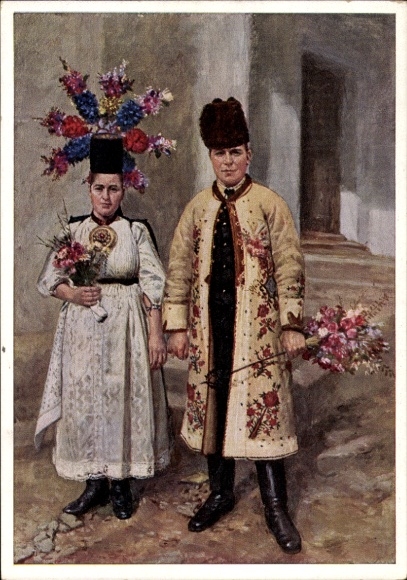 Künstler Ak Retzlaff, Hans, Brautpaar aus Rode Siebenbürgen, Tracht, VDA B c R 1 Nr. 6