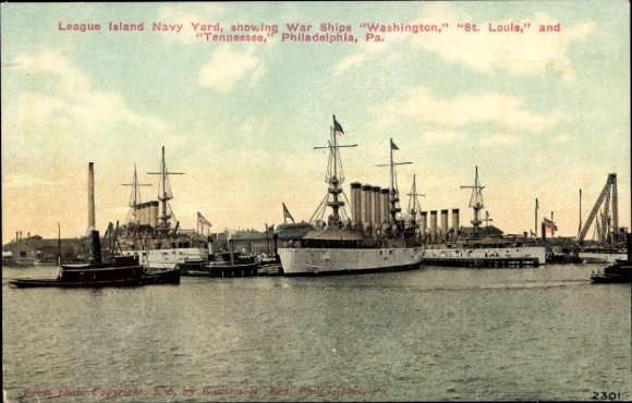 Ak Philadelphia Pennsylvania USA, League Island Navy Yard, Washington, St. Louis, Tennessee