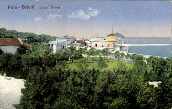 Ak Pola Pula Kroatien, Hotel Brioni, Garten, Meer,  Brioni