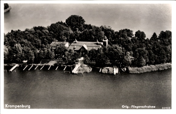 Ak Berlin Köpenick Müggelheim, Gastwirtschaft Krampenburg, Fliegeraufnahme