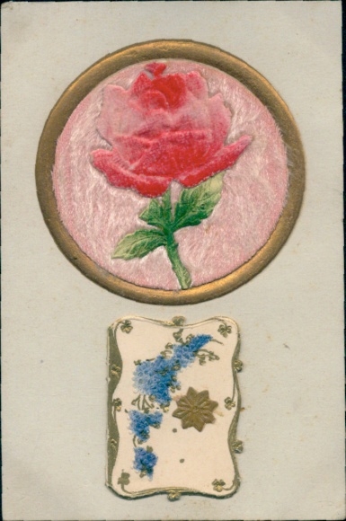 Präge Material Ak Blumen, Stern