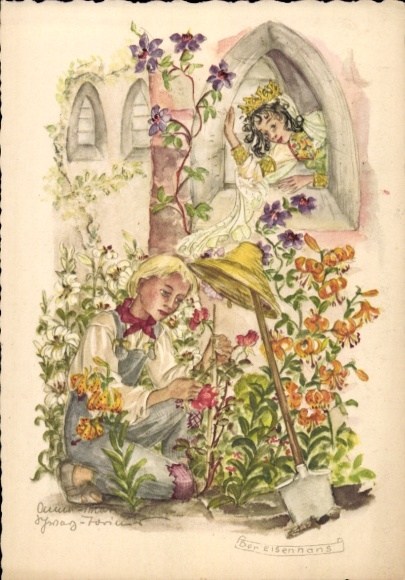 Künstler Ak Gebrüder Grimm, Märchen Der Eisenhans, Gärtner