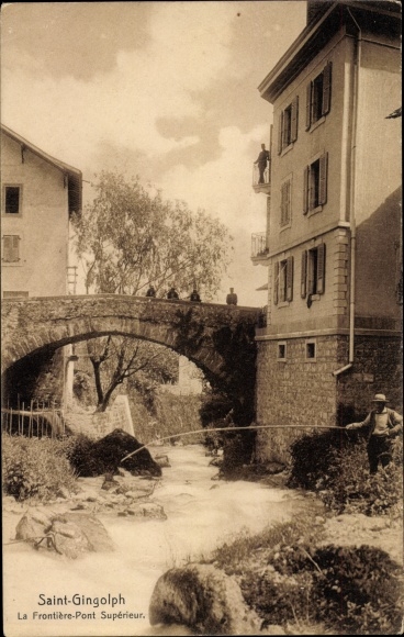 Ak Saint Gingolph Kanton Wallis Schweiz, La Frontière Pont Supérieur