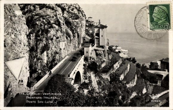 Ak Grimaldi di Ventimiglia Liguria, Grenze, Ponte San Luigi