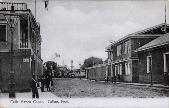 Ak Callao Peru, Calle Manco-Capac,  Straßenansicht, QVISION STORE