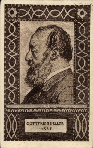 Ganzsachen Ak Gottfried Keller, Schweizer Dichter, 1819 bis 1890, Bundesfeier