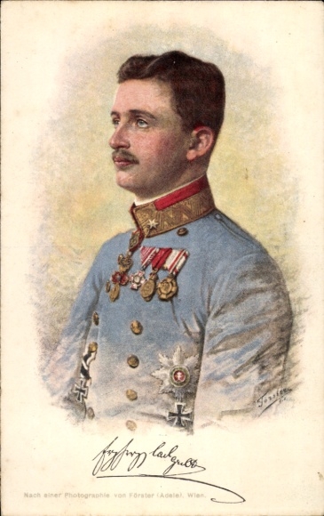 Künstler Ak Kaiser Karl I. von Österreich Ungarn, Portrait in Uniform