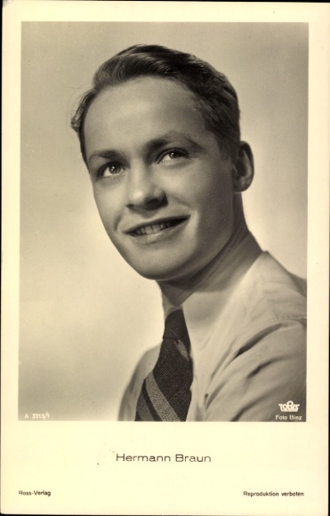 Ak Schauspieler Hermann Braun, Portrait, Ross 3315/1